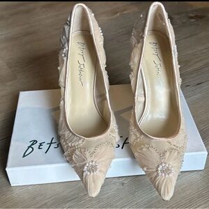Betsey Johnson Ivory Embellished Heels